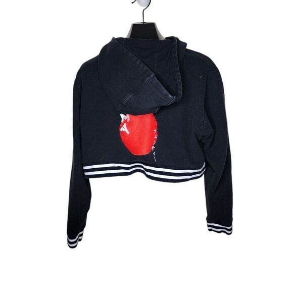 Fenty Puma By Rihanna Rising Sun Lace-Up Crop Hoodie Sweatshirt Womens L Black - Picture 6 of 12